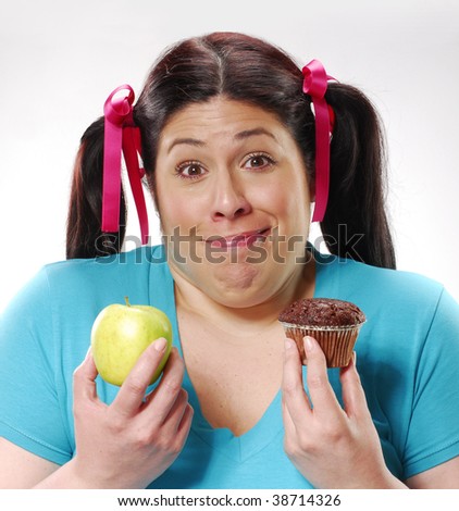 stock-photo-one-young-fat-woman-holding-a-chocolate-cake-and-apple-38714326.jpg