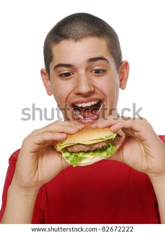 kid eating hamburger