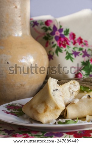 pancakes stuffed with basmati rice, wild rice and chicken