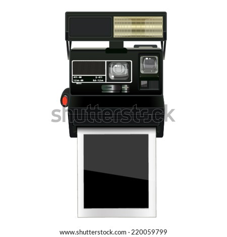 polaroid camera with image on white background polaroid camera with image on white background