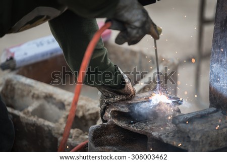 Welding steel work