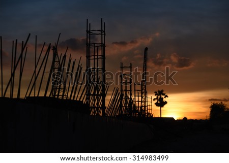 Silhouette photo of concrete structure after work