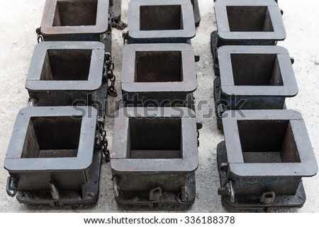 mold of concrete for checking of concrete quality work or compression tests. cube shape type.