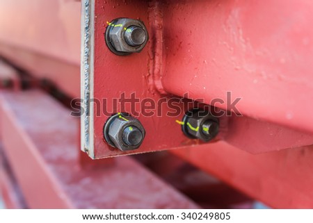 Connection of the steel structure with high tension bolts and welding.