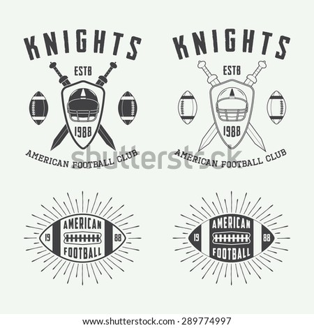 Set of vintage rugby and american football labels emblems and logo Vector illustration Set of vintage rugby and american football labels emblems and logo Vector illustration