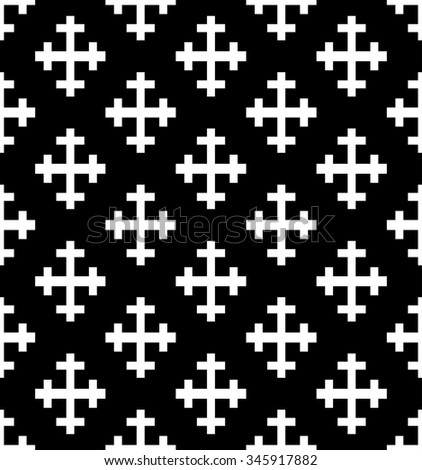 Monochrome cross seamless pattern. Black&white illustration