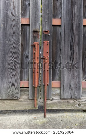 Old style Vintage orange iron bolt /key lock the wood door: This key is asian style (Thailand, Japan,China)