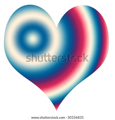 Abstract Artwork of A Red, White, and Blue Fourth of July Patriotic United States American Heart Isolated on a White Background