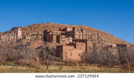 A 'castle' in Morocco. These kind of castles are build by very large families with over 40 people. Alemdoun village ValleÃ?Â© des Roses in Morocco.