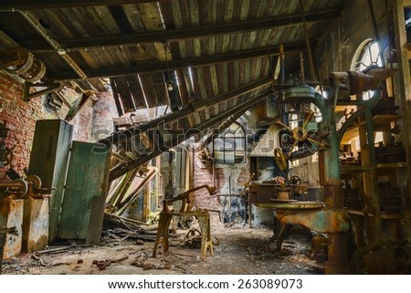The old workshop in an abandoned factory.