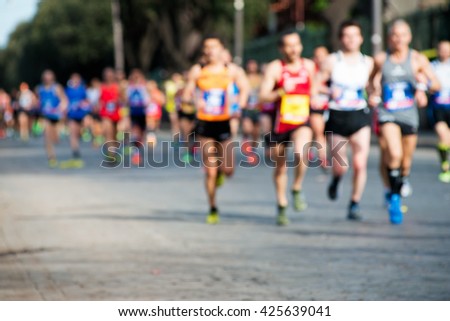 group of marathon runners, abstract blurry picture