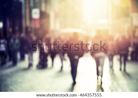 people walking in the street, abstract,  blurry