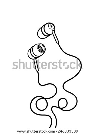 Earphones Hand Drawn Outline Sketch Vector Illustration - 246803389