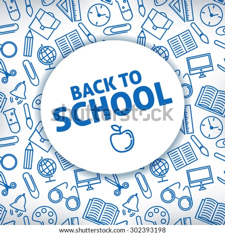 Back to school. A white background. Icon school supplies. Vector illustration