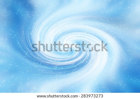 Beautiful abstract blue shiny background. Spiral galaxy and glitter