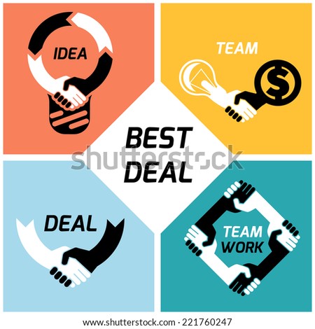 creative concept  black white icon handshake. background for business and finance. idea, team,best deal, teame work. Flat vector design