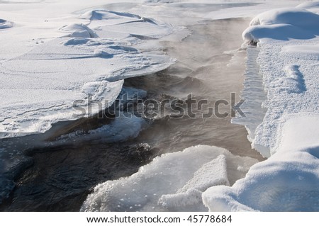 Warm stream under ice