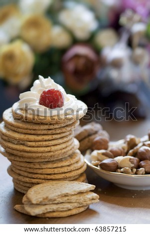 Two types of cookies and nuts