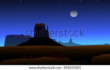 Mountain Valley at Night