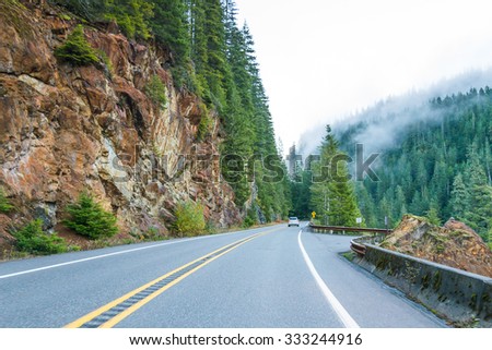 scene of road to mt Baker  on the morning,Washington,USA.