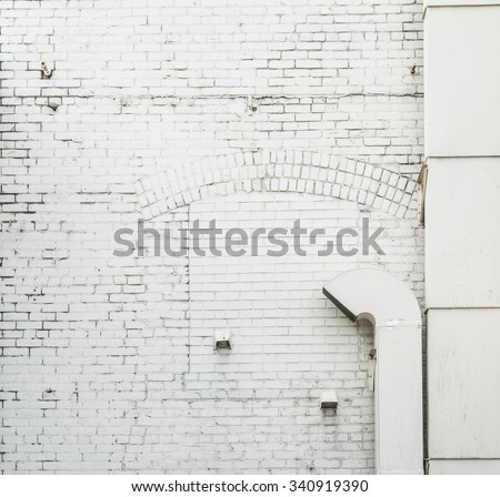 white hood,back of the restaurants,old white brick wall texture for background,Ready for product display montage.