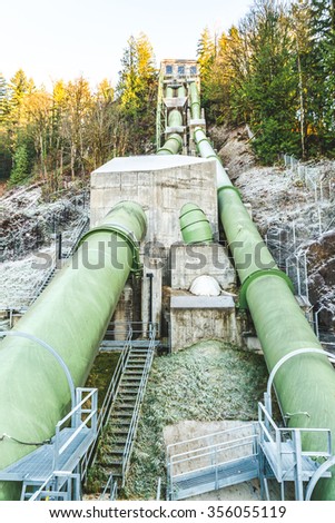 double green penstock  for transfer  a lot of water for generate electric power.