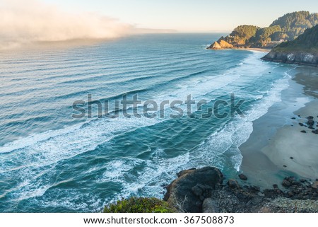 some scenic view of the beach in Heceta Head Lighthouse State Scenic Area,Oregon,USA.