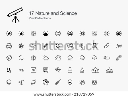 Nature and Science Pixel Perfect Icons line style Nature and Science Pixel Perfect Icons line style