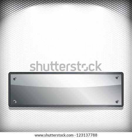 Abstract background. Metal banner on a grilled background.