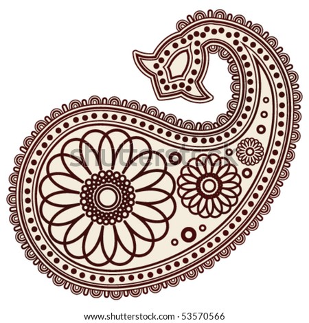 stock vector : Vector Hand-Drawn Abstract Henna (mehndi) Paisley Doodle Vector Illustration Design Elements.