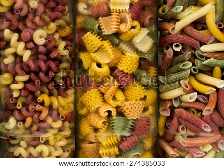assortment of italian pasta nine different varieties separated in a decorative box
