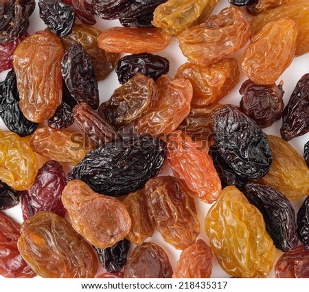 Close up of mixed dried raisin.