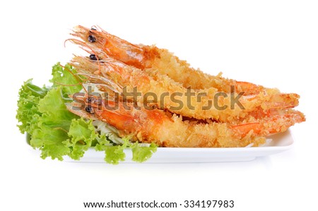 Japanese food - fried tempura shrimps isolated on white