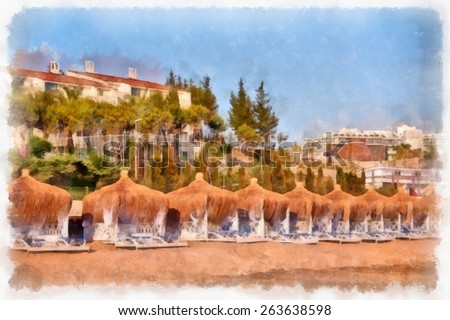 Sea, holidays, Turkey watercolor illustration