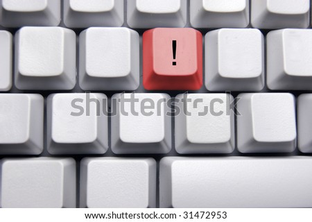 explanation mark on blank keyboard