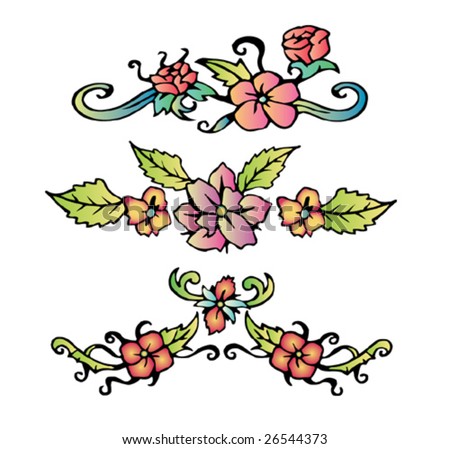 stock vector : Flowers with leaves tattoo