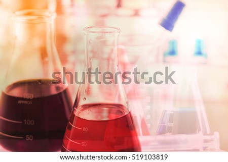 Double exposure of Bio tube in science  with  laboratory test tube and laboratory background