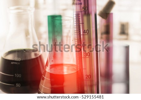 Double exposure of Bio tube in science with laboratory test tube and laboratory background