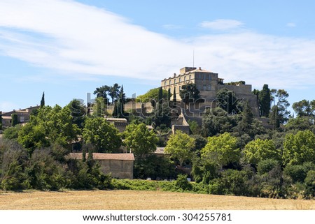 Historic castle on the hill, the Chateau and the village of Ansouis is a tourist attraction in the southern region of Provence, region Luberon, France.