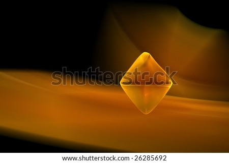 A yellow-gold diamond fractal imitating an uncut polished gemstone on a orange-gold background
