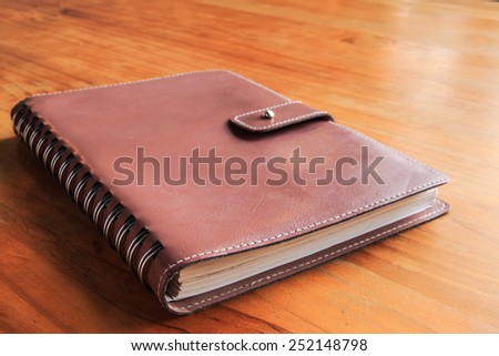 The old leather book for memo schedule diary