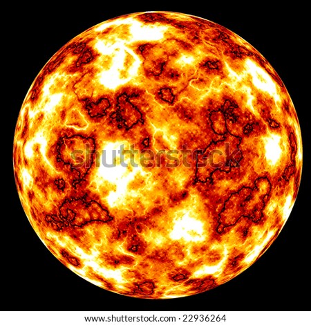 Flaming Sun isolated on a black background