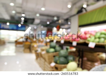 blurry vegetable/fruit  supermarket/mall for background