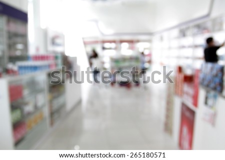 blurry medicine cabinet and store medicine for background