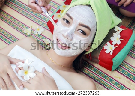 portrait of  beautiful woman asia in spa environment and Beautiful woman with facial mask at beauty salon