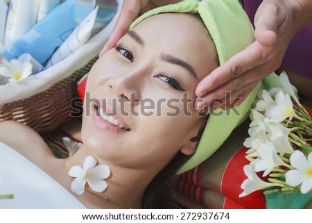 portrait of  beautiful woman asia in spa environment and Beautiful woman with facial mask at beauty salon
