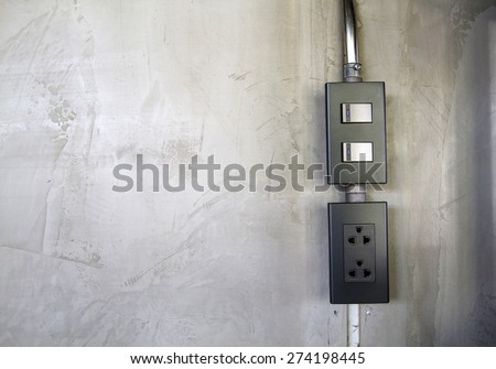 Light switch and Electric switch and plug  on the wall cement