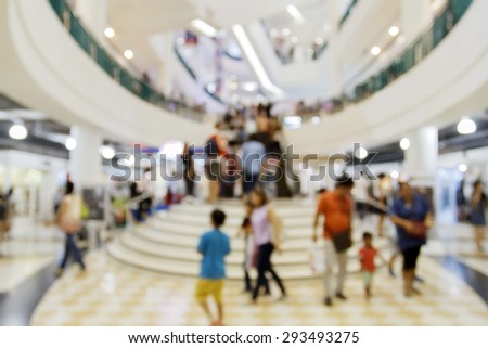supermarket/mall blur for background and shopping fashion and people move on escalator