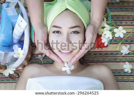 portrait of beautiful woman asia in spa environment and Beautiful woman with facial mask at beauty salon