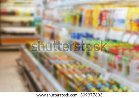 blurry coca-cola and sparkling water at supermarket/mall for background and shopping